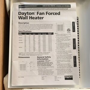 Dayton 3WU90 Recessed Electric Wall-Mount Heater.
Check photos for more info